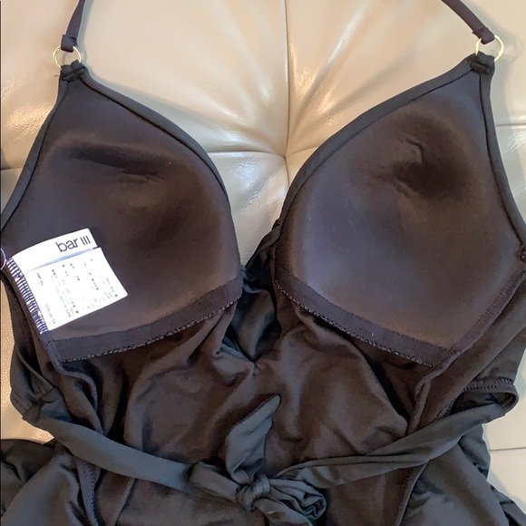 Bar III Draped-Front Halter One-Piece Swimsuit - Picture 7 of 8